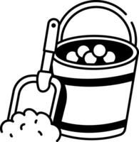 A hand drawn style icon of a mining bucket vector