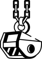 A hand drawn style icon of a crane hook vector
