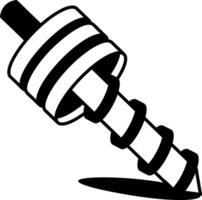 A doodle style icon of a drill bit tool vector