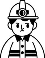 An icon depicting a miner in hand drawn style vector