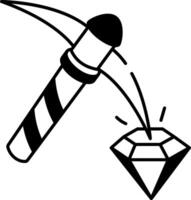 A sketchy style icon denoting diamond mining vector
