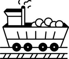 A hand drawn style icon showing a coal cart vector
