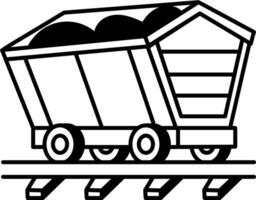 A hand drawn style icon showing a coal wagon vector