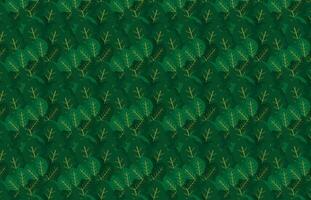 Seamless botanical pattern featuring stylized green leaves. Suitable for textile prints, wallpaper, backgrounds, surface design, and tropical or nature themed projects. vector