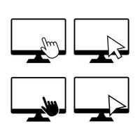 collection of computer icons and click symbols vector