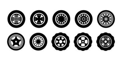 car tire icon collection vector