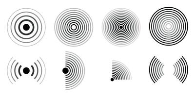 Radar icon set. Collection of sonar sound waves vector