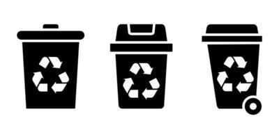 trash can icon with recycling symbol vector