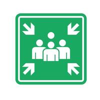 rally point icon with person symbol and direction arrow on green background vector