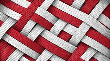 Red and White Interwoven Thread Pattern in a Close-Up View photo