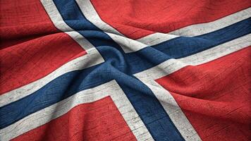 Textured Norwegian Flag Displaying National Symbolic Patterns and Colors photo