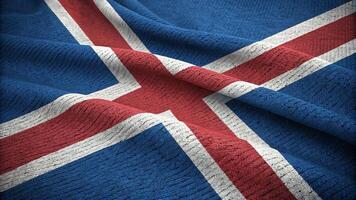 Close-Up of Waving Icelandic Flag Showing Rich Texture and Vibrant Colors photo