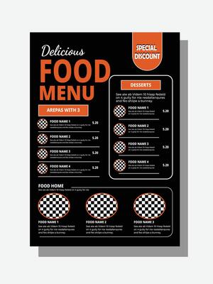 Modern Food Menu Flyer Template Black and Orange Restaurant Design
