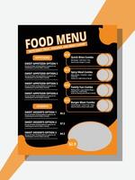 Food Menu Template with Appetizer, Dessert, and Combo Sections vector