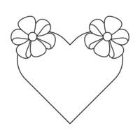 Heart with Bows Outline Illustration. A large heart shape decorated with two ribbon bows positioned symmetrically at the top corners. vector