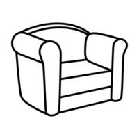 Armchair Outline Illustration. The image depicts a comfortable, cushioned chair with rounded armrests and a curved backrest. vector