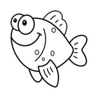 Happy Cartoon Fish Outline. The image depicts a cartoon fish drawn in a simple and playful style. vector