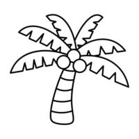 Palm Tree Outline Illustration. This is a simple, black and white line art illustration of a palm tree. vector
