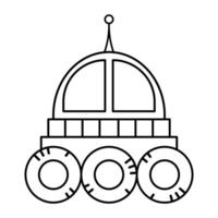 Simple Space Rover Outline. This is a black and white illustration of a space rover with a minimalist design. vector