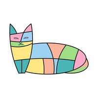 Colorful Geometric Cartoon Cat. This is a whimsical illustration of a cat created with a geometric design. vector