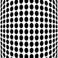 Curved Dots Pattern Abstract Black and White Background. Black and white dot pattern that appears to bend and curve, creating a strong optical illusion of depth and dimension. vector