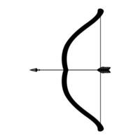 Bow and Arrow Silhouette Illustration. The bow is curved, with the string pulled back and an arrow is nocked, ready to be released. vector
