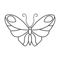 Butterfly Line Art Illustration. The butterfly features symmetrical wings adorned with simple curved and oval patterns. vector