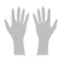 Diagonal Line Hands Silhouette Abstract Art. Two stylized hand silhouettes filled entirely with evenly spaced diagonal lines. vector