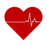 Heartbeat Symbol with Pulse Line. This graphic showcases a red heart with a white heartbeat line, symbolizing life, health and wellness. vector