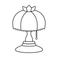 Vintage Table Lamp Outline Illustration. This image showcases a simple black and white outline of a vintage style table lamp. vector