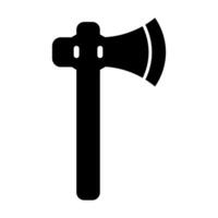 Battle Axe Icon Silhouette. A bold black silhouette of a battle axe with a long handle and a wide, curved blade on one side. vector