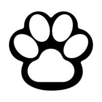 Paw Print Silhouette Illustration. The design includes one large central pad and four oval shaped toe pads arranged symmetrically around it. vector