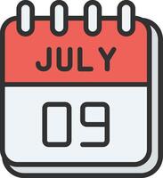 9 July Monochrome Line Graphic vector
