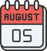 5 August Sharp Line Mark vector