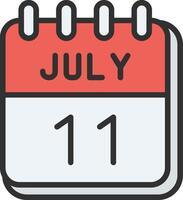 11 July Stylized Flat Drawing vector
