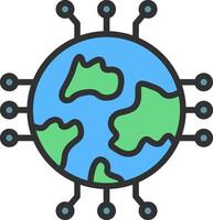 Global Network Iconic Line Form vector