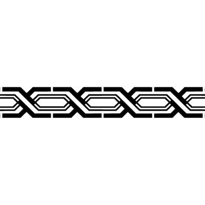Geometric Chain Border Black White Minimalist Pattern.