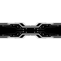 Futuristic Circuit Board Banner Black White Tech. vector