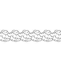 Simple Cloud Border Illustration Line Art on White, Repeating Element. vector