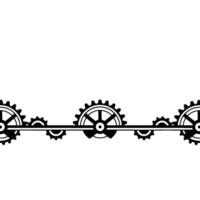 Simple Gear Mechanism Line Art on White, Technology Illustration. vector