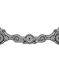 Abstract Geometric Border Black White Mechanical Elements on White. vector