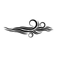 Elegant Black Swirls and Lines Border on White, Decorative Element. vector
