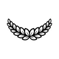 Elegant Black Laurel Wreath Silhouette on White Background. vector