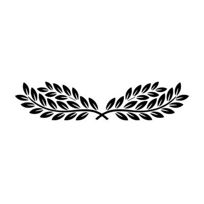 Elegant Laurel Wreath Black and White Silhouette.