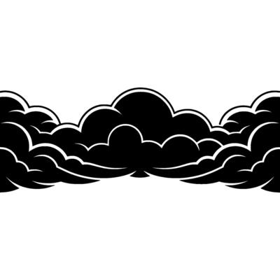 Black Cloud Border on White Minimalist , Illustration.