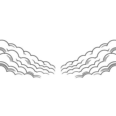 Minimalist Cloudscape Comic Style Black and White.