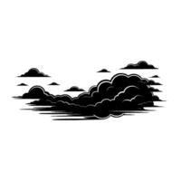 Stylized Cloudscape Illustration Black White, Element. vector