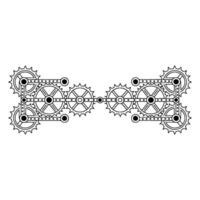Mechanical Gear System Illustration in Black and White. vector