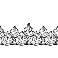 Decorative Border Whimsical Swirls in Black White. vector