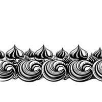 Russian Onion Domes Pattern, Black White Ornament on White Background. vector